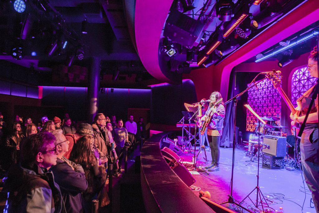 Mirah and company performing at Brooklyn Made NYC for Hearts & Minds & Crooked Beats album release. Photo by Leyda Luz.