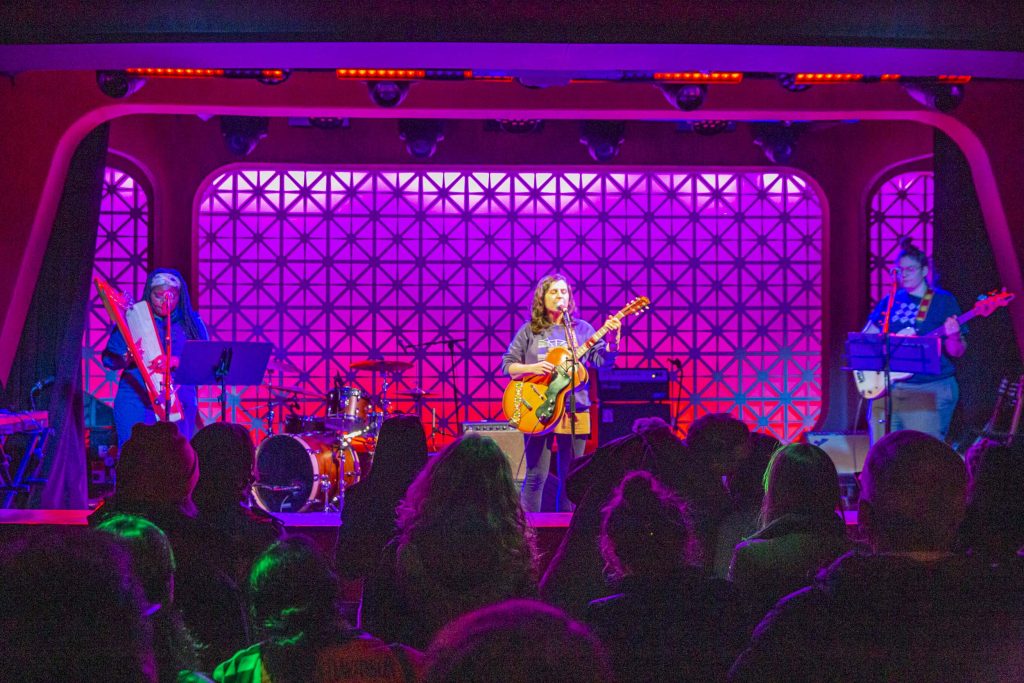 Mirah and company performing at Brooklyn Made NYC for Hearts & Minds & Crooked Beats album release. Photo by Leyda Luz.