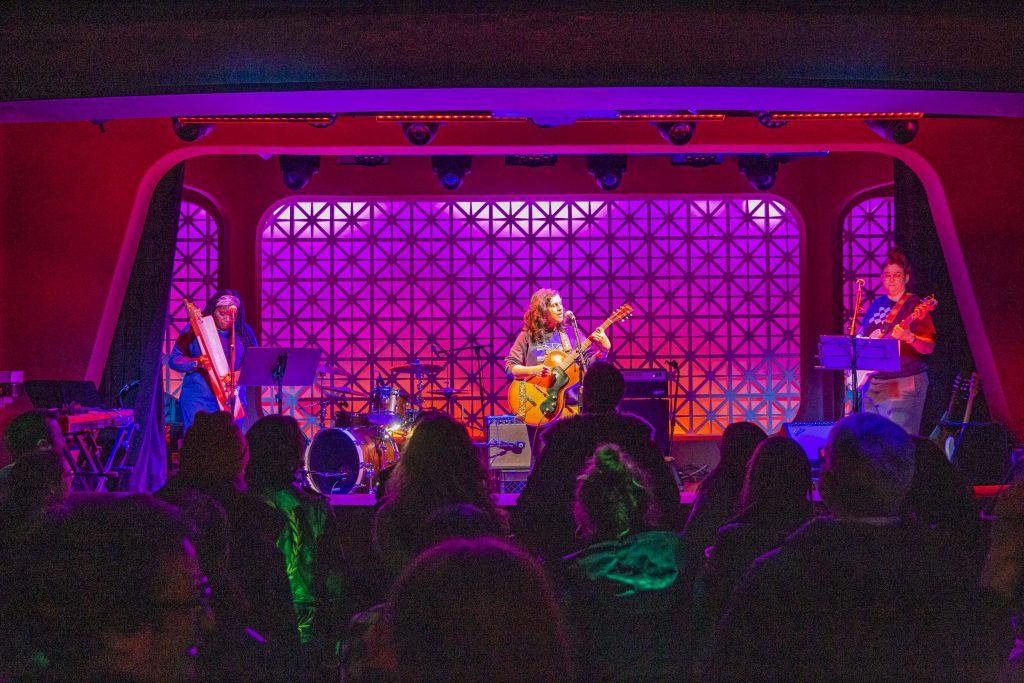 Mirah and company performing at Brooklyn Made NYC for Hearts & Minds & Crooked Beats album release. Photo by Leyda Luz.
