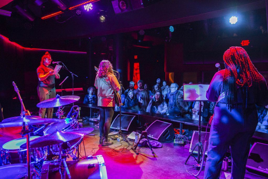 Mirah and company performing at Brooklyn Made NYC for Hearts & Minds & Crooked Beats album release. Photo by Leyda Luz.